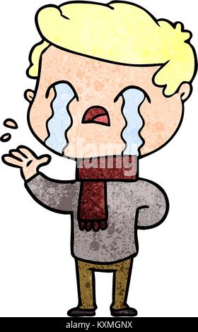 Cartoon Mann weinen tragen winter Schal Stock Vektor