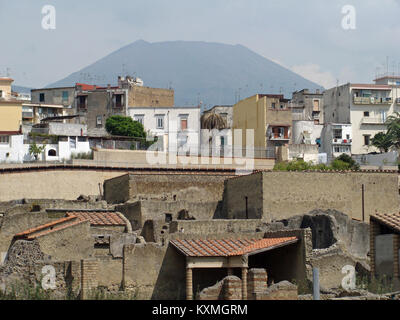 Herculaneum, Via Mare, Ercolano, Metropole Neapel, Italien, August 2009, Blick auf archäologische Stätte. Stockfoto