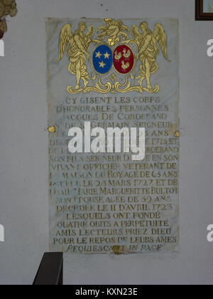 Auge (Ardennen) Église Saint-Gorgery, dalle Funéraire Stockfoto