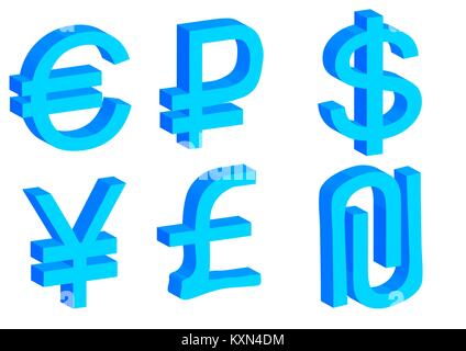 Währungssymbole auf weißem Hintergrund Stock Vektor