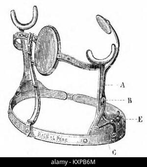 Eine Seite aus dem Korsettenkatalog von Rainal Frères, Abb. 45, mit Design, Struktur und dekorativen Elementen von Korsetten aus dem frühen 20. Jahrhundert. Stockfoto