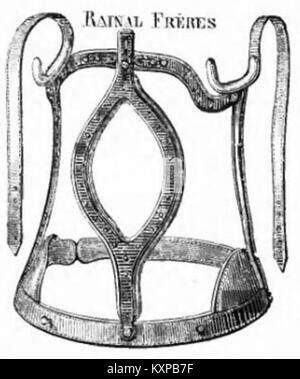 Eine Katalogseite von Rainal Frères, die Korsettendesigns präsentiert und Modeelemente, Materialien und Konstruktionstechniken hervorhebt. Stockfoto