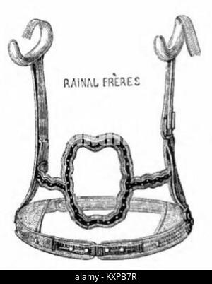 Katalogseite von Rainal Frères mit Korsettenmotiven aus dem 19. Jahrhundert, die Modetrends und Kleidungsstile dieser Zeit veranschaulichen. Stockfoto