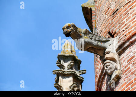 Albi, Tarn, Royal, Frankreich. Nahaufnahme der gargoyle auf Kathedrale Sainte-Cecile. Stockfoto