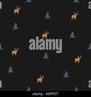 Nahtlose Muster mit braunen Mooses und Fichten. Kids Fashion. Vector Illustration Stock Vektor