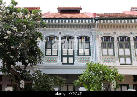 Peranakan Erbe Architektur im Zoo Chiat in Singapur Stockfoto