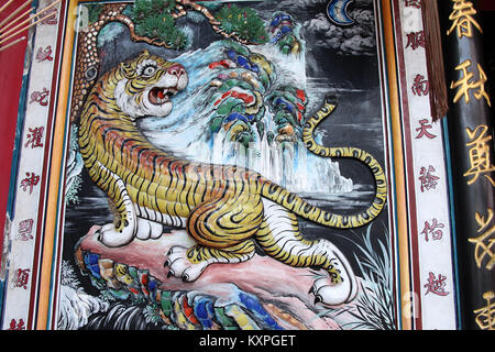 Artwork in Hong San Si Tempel in Kuching. Stockfoto