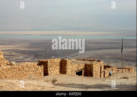 Ansicht der Festung Masada, Wüste Juda und das Tote Meer. Israel Stockfoto