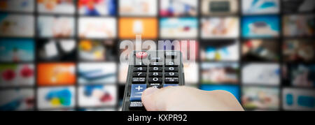 Multimedia Video streaming Web Banner Hintergrund. Fernsehen wand Rundfunk Konzept Stockfoto