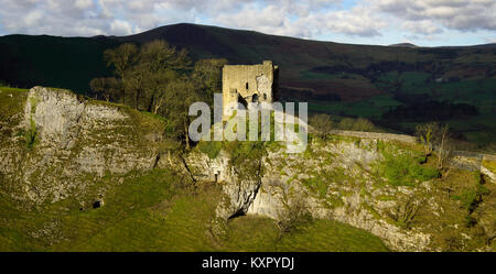 Peveril Castle in Licht Stockfoto