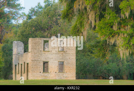 Tabby House Ruinen, Spring Island, South Carolina, USA, von Bill Lea/Dembinsky Foto Assoc Stockfoto