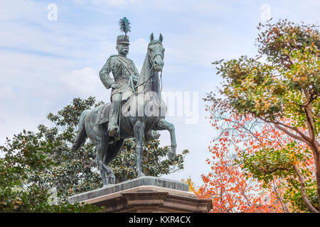 Statue des kaiserlichen Prinzen Komatsunomiya Akihito Tokio, Japan - 25. NOVEMBER: Statue von Prinz Komatsunomiys Akihito in Tokio, Japan, am 25. November Stockfoto