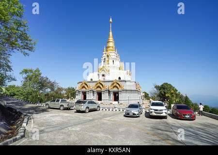 CHIANG RAI, THAILAND - Dezember 21, 2017: Sinakarintra Mahasantikhiri Stit Pagode ist in Doi Mae Salong, Chiang Rai Thailand. Es ist sehr schön Pagod Stockfoto