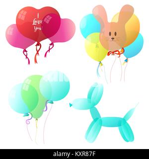 Gruppe von Kugeln auf eine Zeichenkette. Andere Ballons isolieren auf einem weißen Hintergrund. Vector Illustration. EPS 10. Stock Vektor