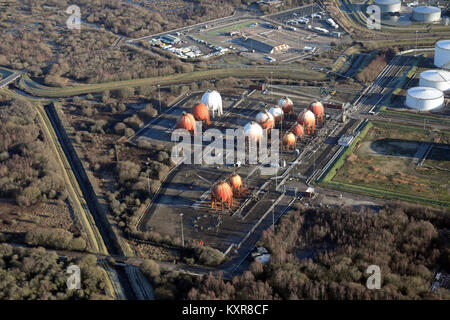 Luftaufnahme von Stanlow Raffinerie, Cheshire, Großbritannien Stockfoto