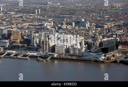 Luftaufnahme Waterfront von Liverpool, Großbritannien Stockfoto
