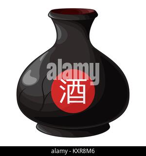 Flasche Sake auf weißem Hintergrund. Vector Illustration. Übersetzung Hieroglyphe: willen. Stock Vektor