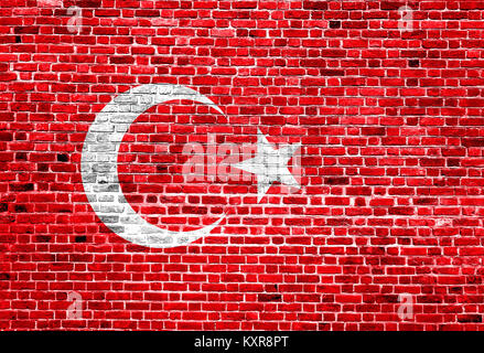 Flagge der Türkei malte auf Wand Stockfoto