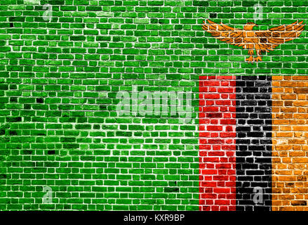 Flagge Sambia auf Stein Wand gemalt Stockfoto