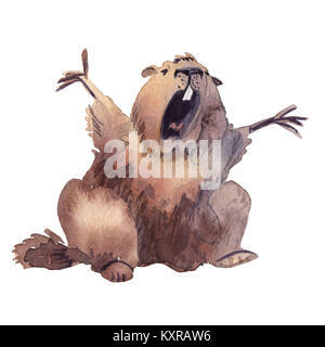 Happy Groundhog Day - Hand zeichnen Aquarell groundhog Abbildung Stockfoto