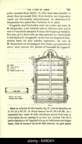 Seite 259 des Bulletins de la Société impériale zoologique d’acclimatation enthält Berichte über die Akklimatisierung von Tieren und Umweltstudien, die im Frankreich des 19. Jahrhunderts durchgeführt wurden. Stockfoto