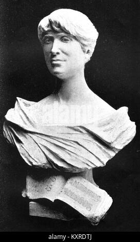 Gipsbüste der galizischen Schriftstellerin Rosalía de Castro (1837–1885), die sie 1897 in skulpturaler Form darstellt und an ihre literarischen Beiträge zur spanischen Literatur des 19. Jahrhunderts erinnert. Stockfoto