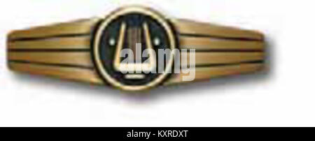 Dieses gestickte Abzeichen mit dem Titel „Tätigkeitsabzeichen Militärmusik“ wurde von der Bundeswehr zur Bezeichnung von im Militärmusikdienst ausgebildeten Mitgliedern ausgegeben. Es ist Teil des Insignien-Systems, das auf Uniformen der deutschen Streitkräfte verwendet wird. Stockfoto