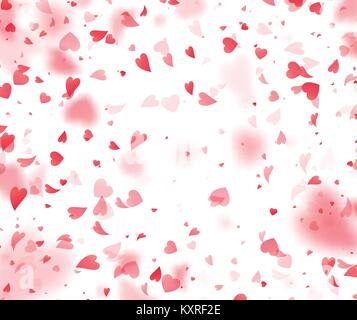 Herz Konfetti fällt auf transparentem Hintergrund. Valentines Tag Karte Vorlage. Vector Illustration Stock Vektor