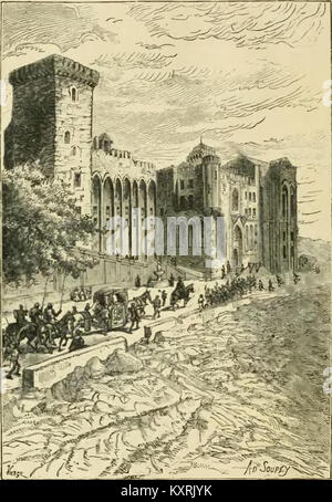 Château des Papes à Avignon-krank. Michelet - Histoire de France - Lacroix 1880 t. 2 Stockfoto