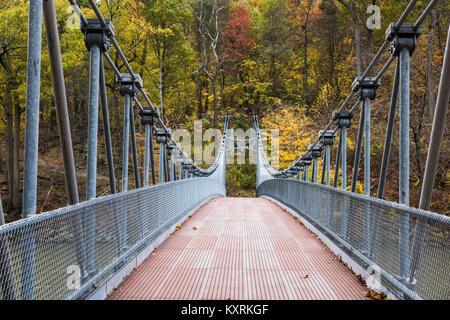 Popolopen Suspension Fußgängerbrücke am Bear Mountain State Park, New York, USA. Stockfoto