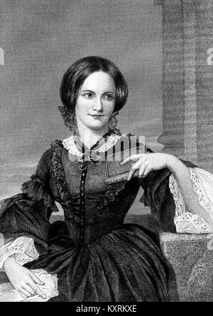 Charlotte Brontë (1816–1855) war eine englische Schriftstellerin und Dichterin, deren Werke unter anderem Jane Eyre (1847) enthalten; dieses Porträtbild zeigt sie in der Mitte des Lebens und spiegelt ihre literarische Bedeutung in der viktorianischen Ära wider. Stockfoto