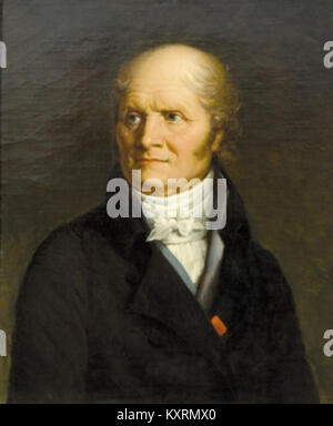 Ein Porträt von Christophe-Philippe Oberkampf (1738–1815), einem französischen Industriellen und Gründer der königlichen Manufaktur von Toile de Jouy, der für Textilgeschichte und Design von Bedeutung ist. Stockfoto