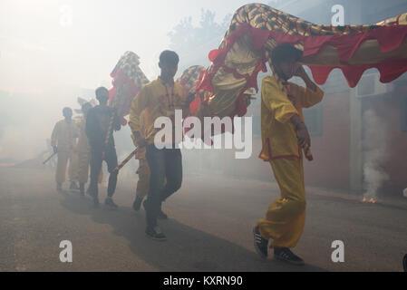 Die Feiern zum chinesischen Neujahr 2017 in Prato, Italien Stockfoto