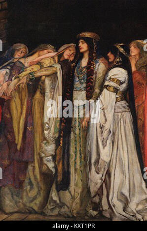 Edwin Austin Abbey, ein amerikanischer Künstler, ist bekannt für seine historischen und literarischen Illustrationen, die seinen einzigartigen künstlerischen Stil widerspiegeln und sich auf historische Themen und literarische Themen konzentrieren. Stockfoto