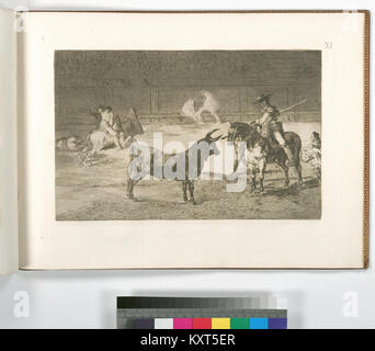 El célebre Fernando del Toro, barilarguero, Obligando á la Fiera Con Su garrocha (Nypl b 14923841-1109433) Stockfoto