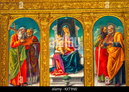 Bartolomeo Vivarini Christus Madonna Kind Heiligen Malerei de Santa Maria Gloriosa dei Frari Kirche San Polo Venedig Italien. Kirche abgeschlossen Mitte der 1400er Jahre. Bar Stockfoto