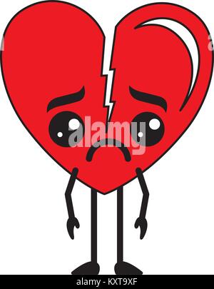 Herz Liebe Gebrochen Kawaii Charakter Stock Vektorgrafik Alamy