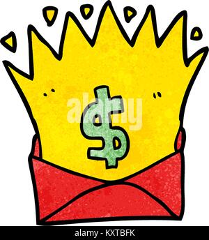 Cartoon Umschlag mit Geld Zeichen Stock Vektor