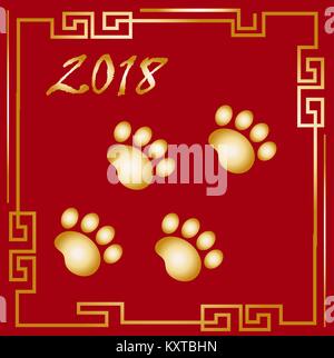 Happy Chinese New Year 2018 Grußkarte mit einem Hund. China neues Jahr Vorlage für Ihr Design. Vector Illustration. Stock Vektor