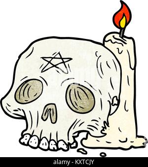 Cartoon spooky Schädel und Kerze Stock Vektor