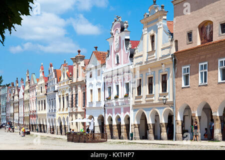 Náměstí Zachariáše z Hradce, Telč (UNESCO), Kraj Vysočina, Ceska Republika/Zacharias von Hradec Square, Telc (UNESCO), Vysocina, Tschechische Repub Stockfoto