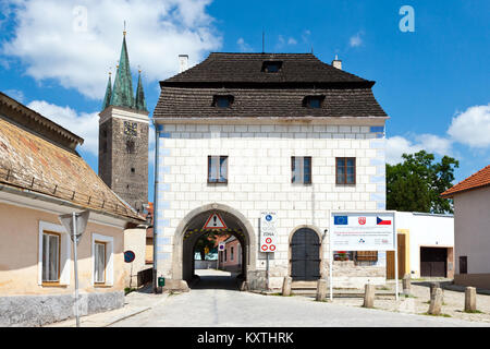Horní Brána, Telč (UNESCO), Kraj Vysočina, Ceska Republika/Oberes Tor, Telc (UNESCO), Vysocina, Tschechische Republik, Europa Stockfoto