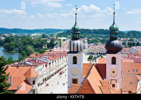 Pohled z věže kostela Sv. Jakuba, Telč (UNESCO), Kraj Vysočina, Ceska Republika/Blick von st. Jacobs Kirchturm, Telc (UNESCO), Vysocina, Stockfoto