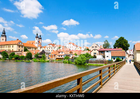 Přes Historické centrum Uličský rybník, Telč (UNESCO), Kraj Vysočina, Ceska Republika/historischen Zentrums, Ulicky Teich, Telc (UNESCO), Vysocina distric Stockfoto