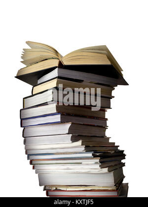 Ein ausgeschnittenes geschossen von einem großen Stapel Bücher Stockfoto