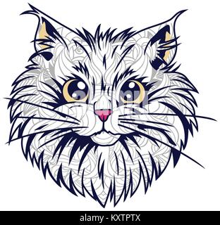 Abbildung: cat Doodle für Erwachsene stress release Färbung Seite Stock Vektor