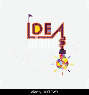 Bunte Glühbirnen Symbol und Kreativität Idee anmelden. Moderne Typografie Design. Kreativ Design für Wand Grafiken, typografischen Plakat, Werbung, Web d Stock Vektor