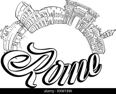 Wahrzeichen Roms Cover Design. Berühmte reisen Sehenswürdigkeiten Serie. Stock Vektor