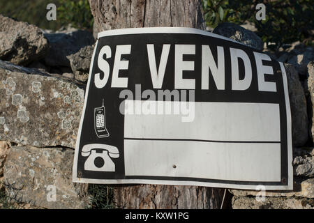 Spanisch Schild "Zum Verkauf". Stockfoto