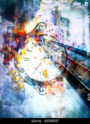 Zeit, Kunst Acryl Malerei auf Papier und Mixed Media, abstrakten Hintergrund Stockfoto